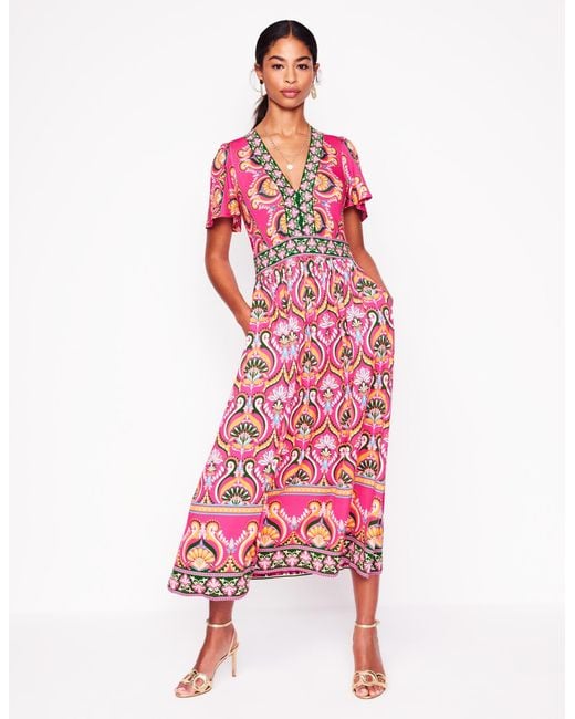 Boden Pink Ellie Flutter Maxi Tea Dress