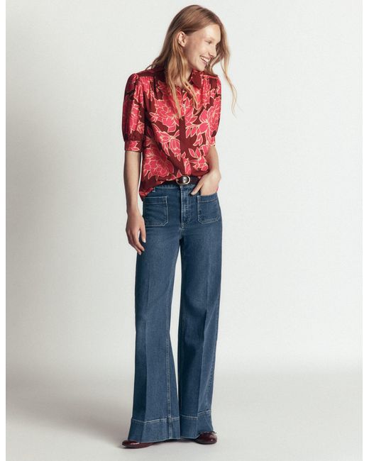 Boden Red Penelope Viscose Top