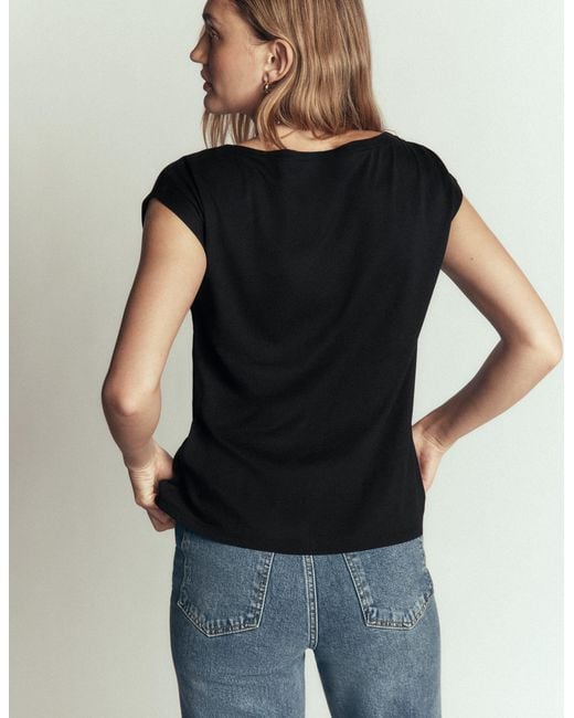 Boden Black Supersoft Slash Neck T-Shirt