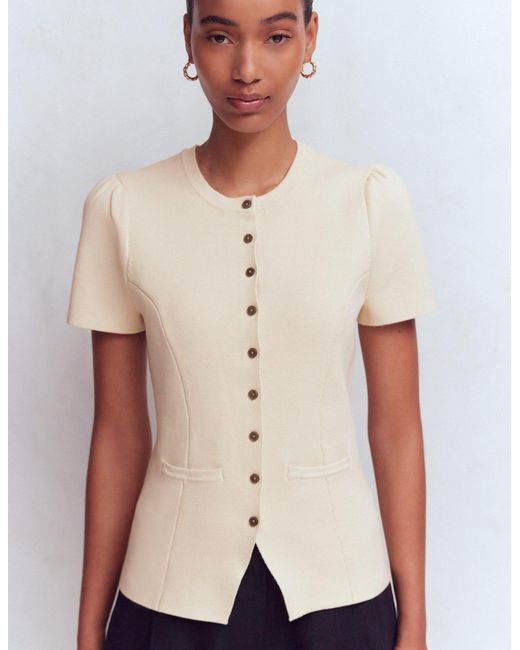 Boden White Short Sleeve Knitted Jacket