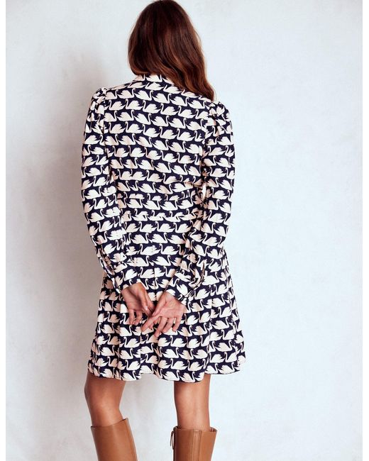 Boden Blue Tie Neck Short Dress