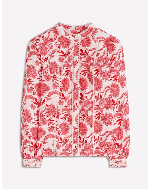 Boden Red Rhea Trim Insert Cotton Top