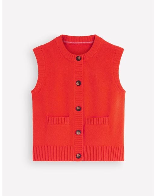 Boden Red Marta Merino Wool Waistcoat
