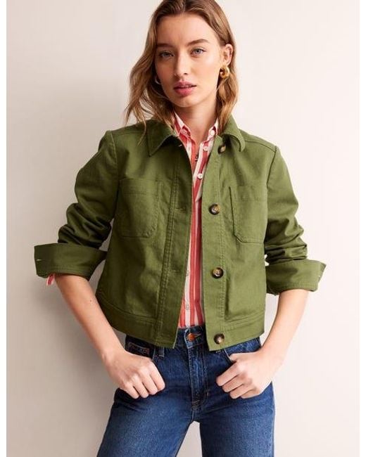 Boden Green Casual Crop Jacket