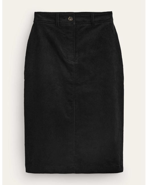 Boden Black Margot Cord Midi Skirt