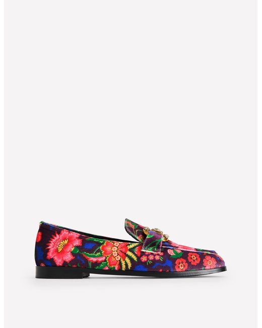 Boden Blue Iris Jewelled Snaffle Loafersprinted Velvet