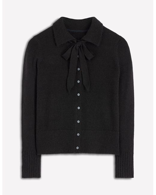 Boden Black Collared Tie Front Cardigan