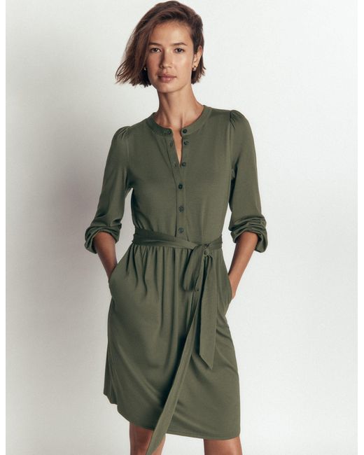 Boden Green Adele Belted Jersey Dress