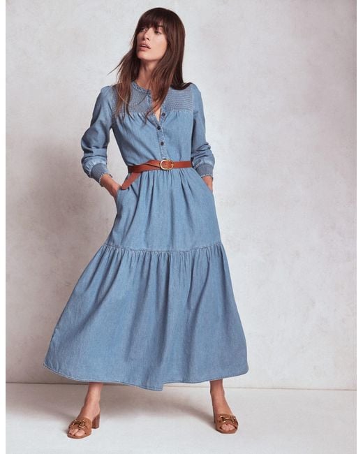 Boden Blue Cecily Denim-Midikleid