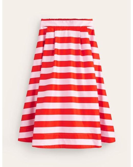 Boden Red Isabella Cotton Sateen Skirt