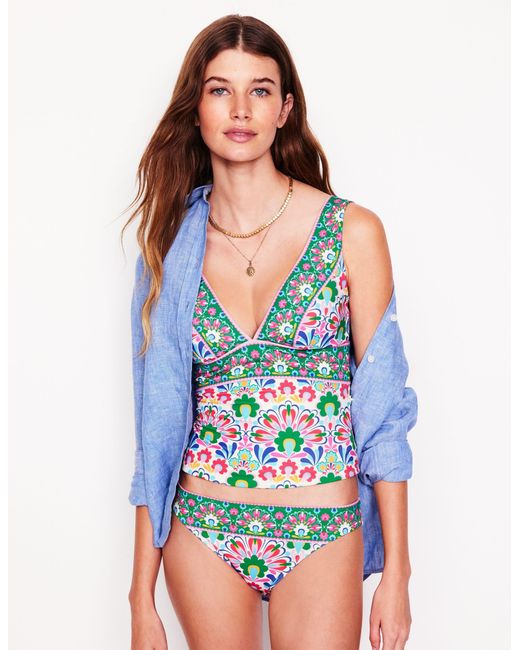 Boden Blue Porto Bikini Bottoms-Multi, Decorative Dandelion