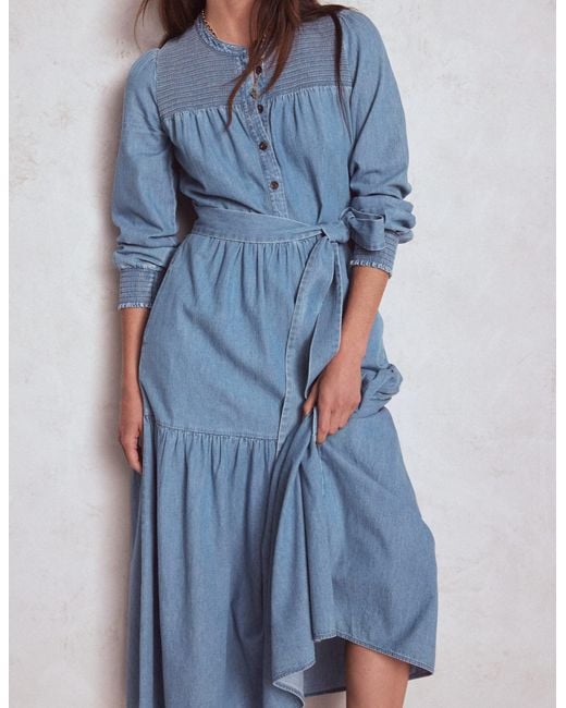 Boden Blue Cecily Denim-Midikleid