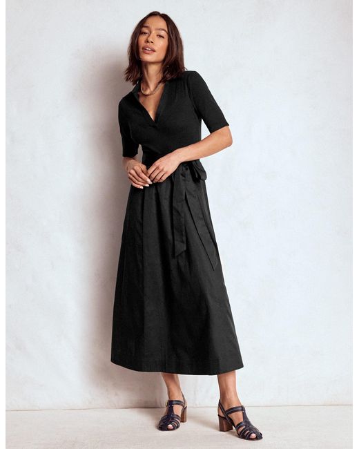 Boden Black Midikleid Aus Rippstick-Mix Mit Kragen