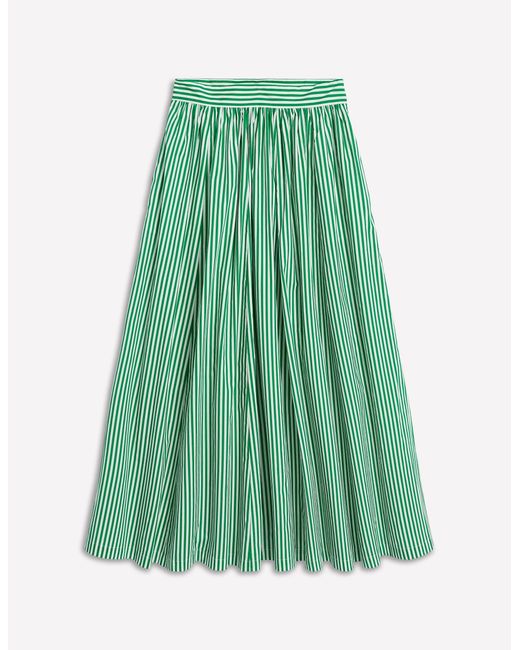 Boden Green Full Poplin Maxi Skirt Rich Emerald, Fine Stripe