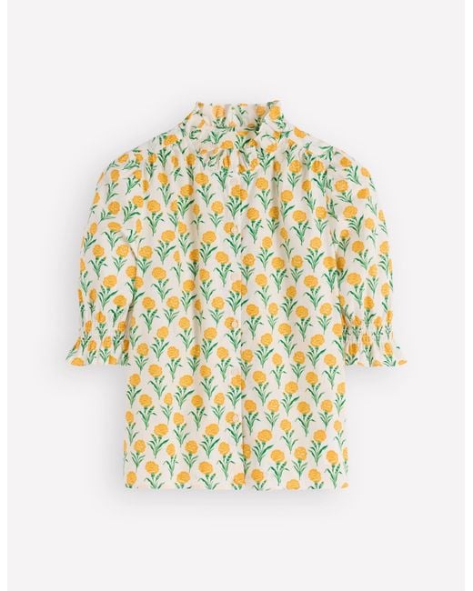 Boden Multicolor Heather Smocked Sleeve Top