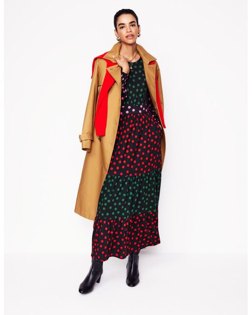Boden Tabitha Tiered Jersey Dress-Multi, Abstract Dot