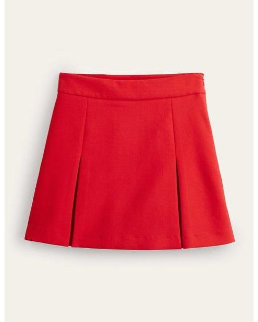 Boden Red Pleated A-line Mini Skirt