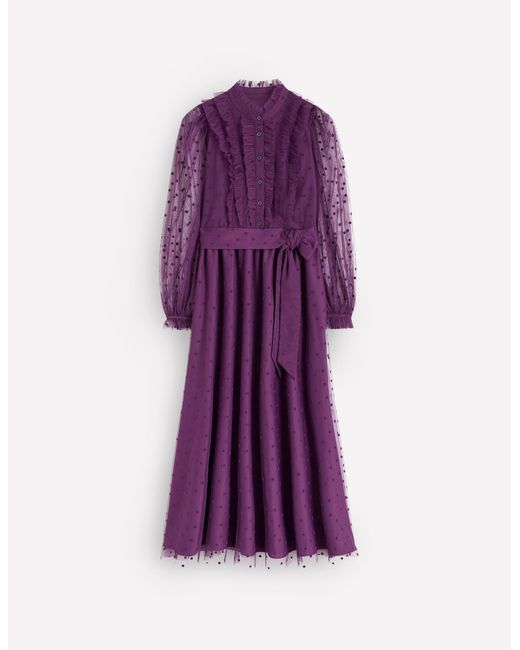 Boden Purple Tulle Ruffle Maxi Dress
