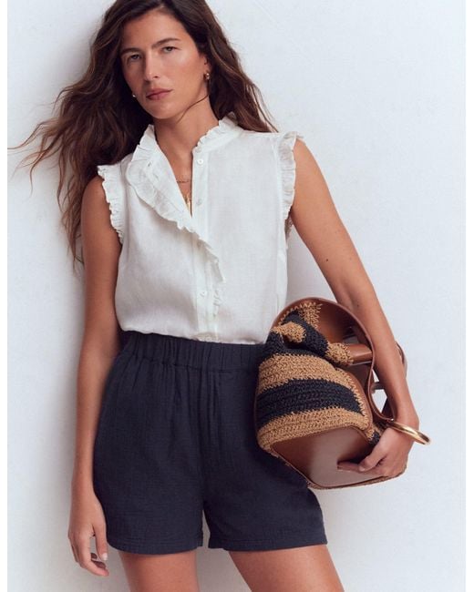 Boden Blue Pull On Double Cloth Shorts