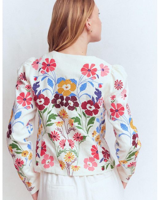 Boden White Salisbury Puff Sleeve Jacket