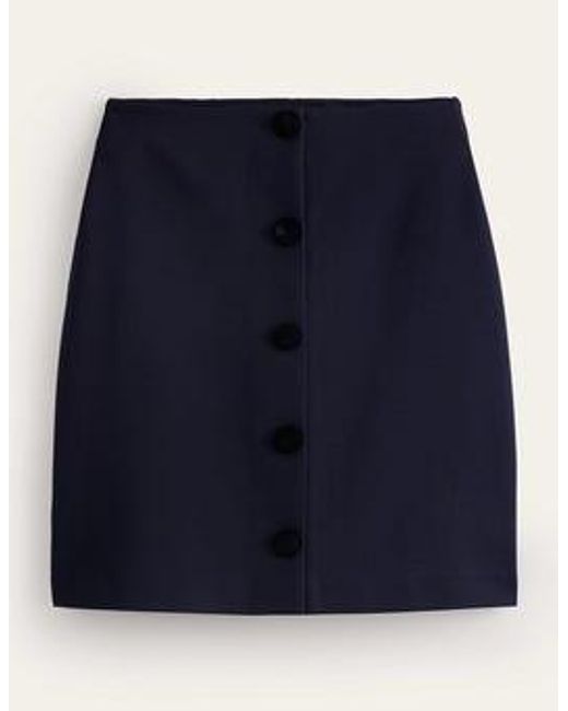 Boden Buttoned Jersey Mini Skirt in Blue