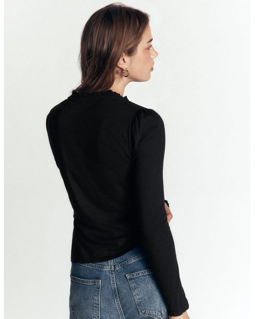 Boden Blue Supersoft Frill Henley Top