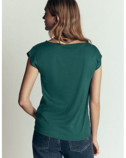 Boden Green Supersoft Slash Neck T-Shirt
