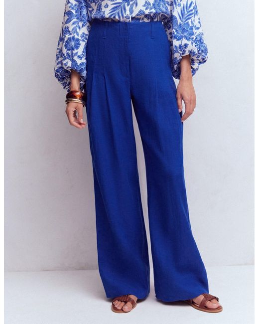 Boden Blue Mayfair Linen Trousers
