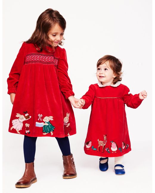 Boden Embroidered Velvet Party Dress