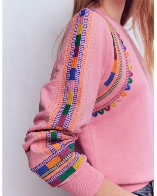 Boden Pink Hannah Embroidered Sweatshirt