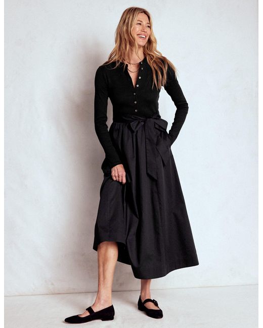 Boden Black Button Detail Mix Dress
