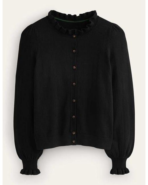 Boden Ruffle neck Cardigan in Black Lyst