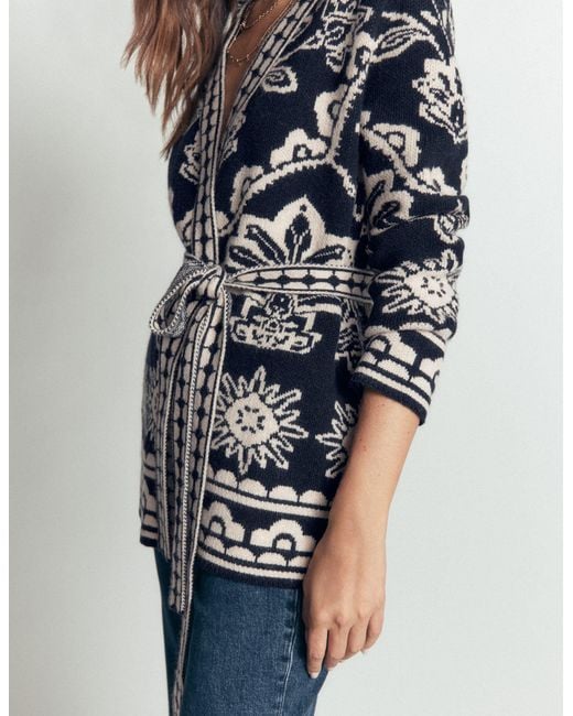 Boden Blue Belted Wrap Knitted Cardigan