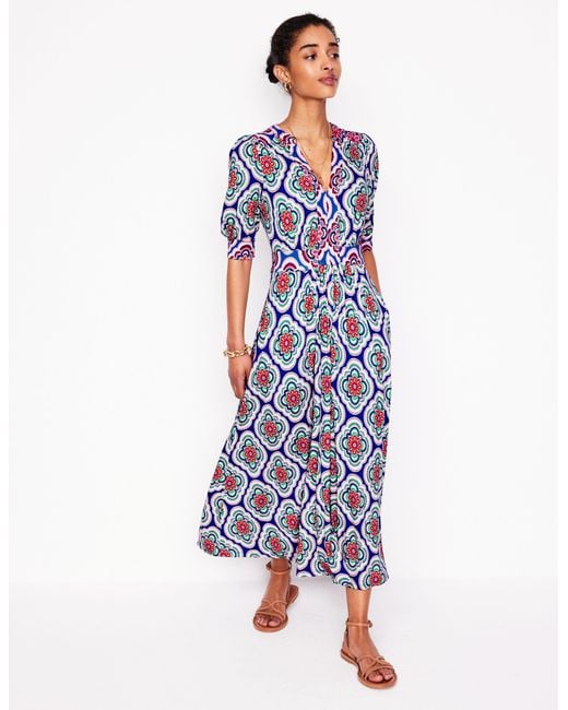 Boden White Lily Jersey Midi Tea Dress