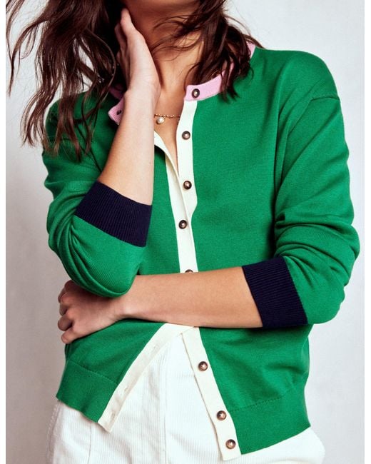 Boden Green Lara Relaxed Cotton Cardigan