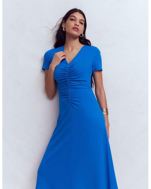 Boden Blue Una Ruched Front Ponte Dress
