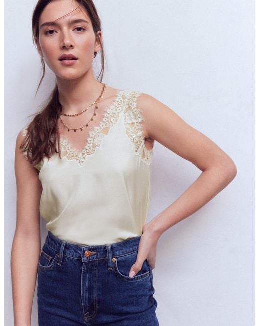 Boden Blue Ara Silk Blend Lace Cami