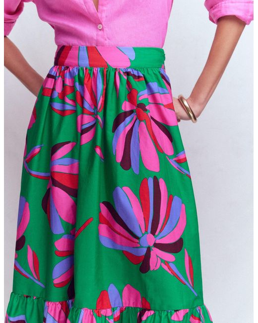 Boden Green Abigail Poplin Maxi Skirt