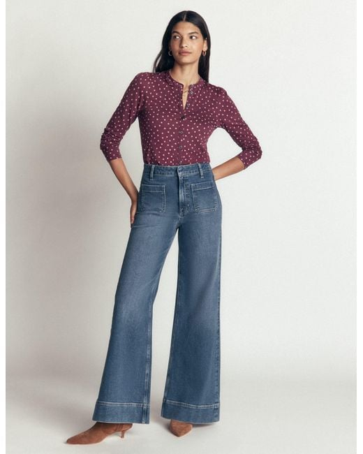Boden Purple Supersoft Puff Sleeve Shirt