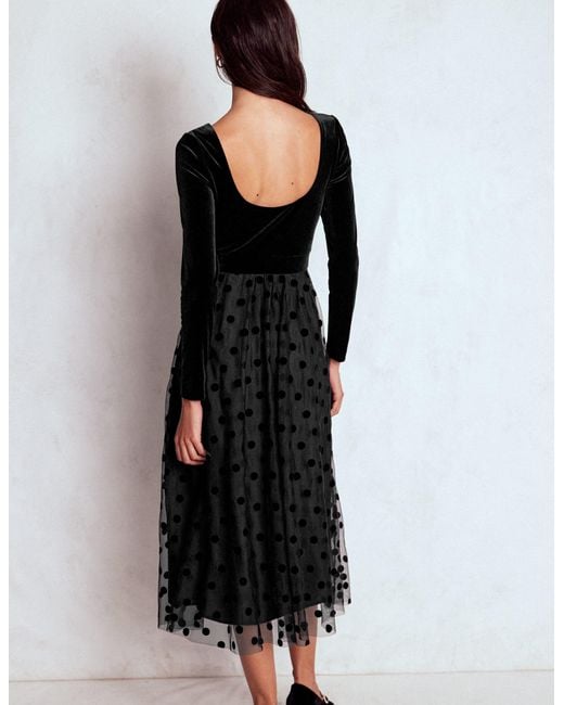 Boden Black Velvet Bodice Jersey Dress