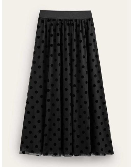 Boden Black Tulle Full Midi Skirt