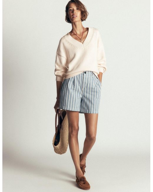 Boden Brown Lucy Cotton V-Neck Jumper