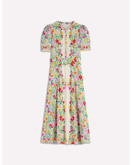 Boden Pink Kate Puff Sleeve Belted Dress