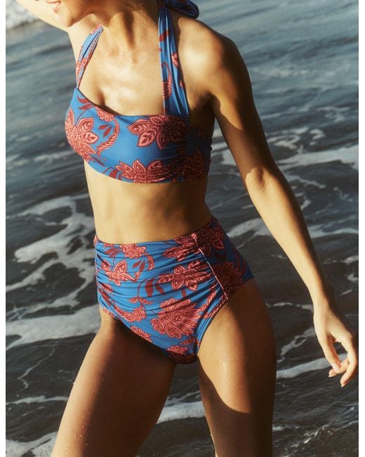 Boden Blue Kythira Ruched Bikini Top