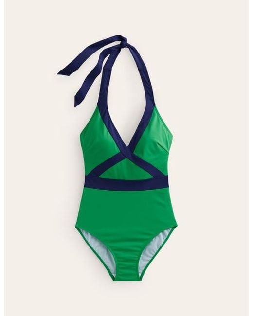 Boden Green Kefalonia Halterneck Swimsuit