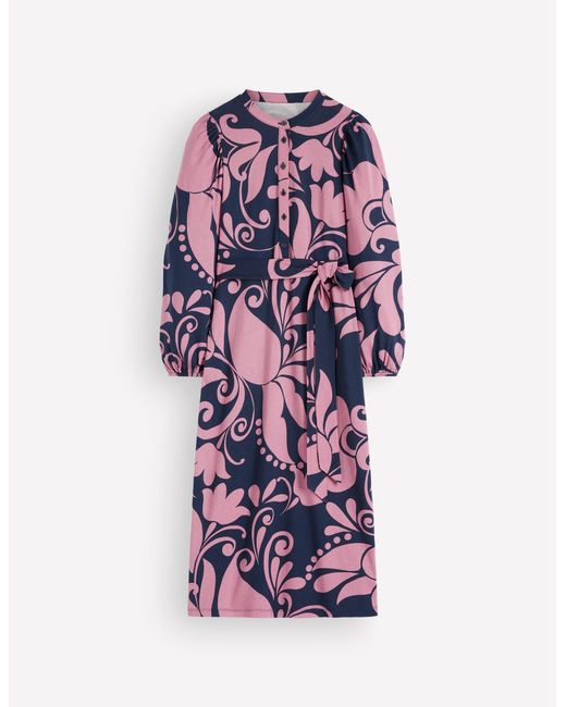 Boden Blue Eli Belted Jersey Midi Dress