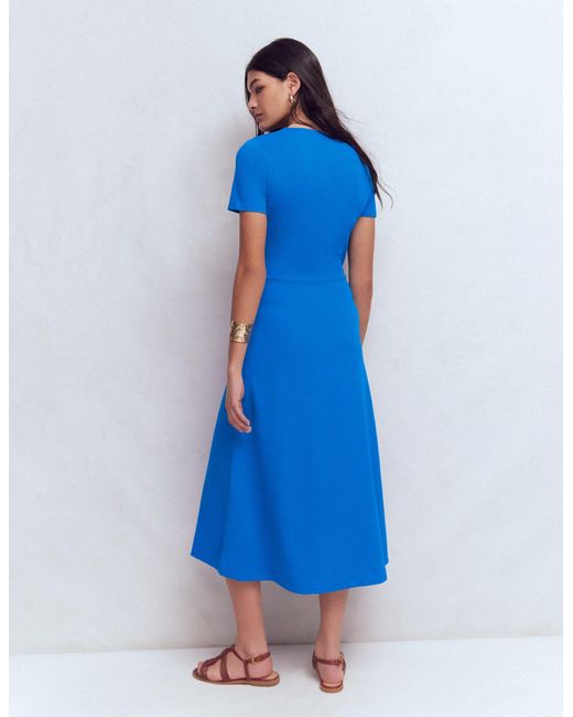 Boden Blue Una Ruched Front Ponte Dress