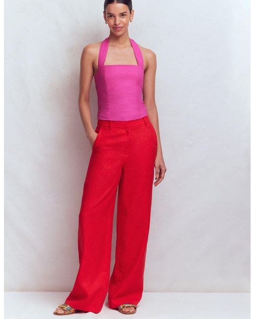 Boden Pink Halterneck Linen Top