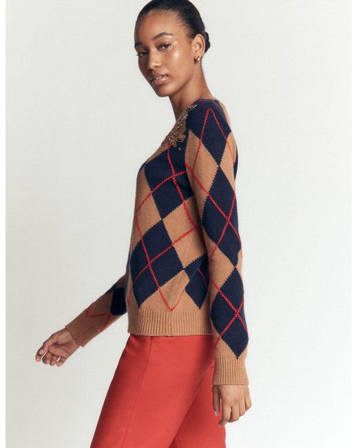 Boden Brown Embellished Jacquard Sweater