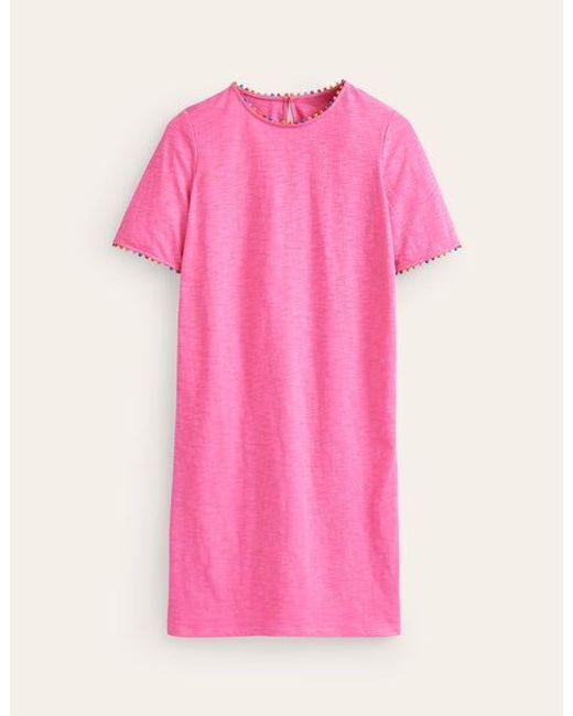 Boden Pink Ali Pom Sleeve Dress